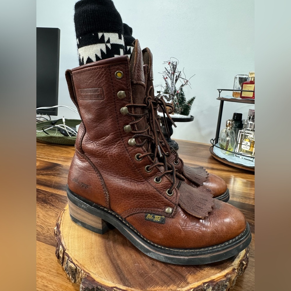 AU TEC vintage Brown Leather Women’s  Boots size 8 - Picture 4 of 13